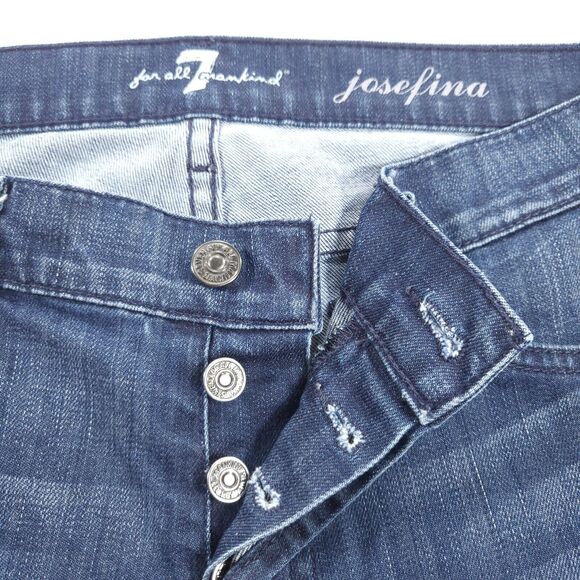 7 For All Mankind Josefina Button Medium Wash Denim Jeans Womens Size 28 Blue - Picture 6 of 9